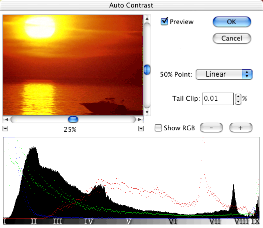Auto Contrast 2, tail clipping turned on